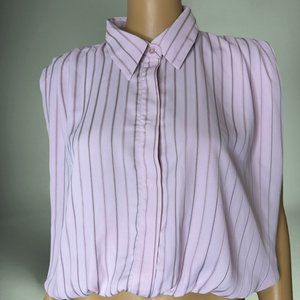 Bishop + Young Blouse Baby Pink Medium Orchid Stripes Lined Blake Bubble Hem Top